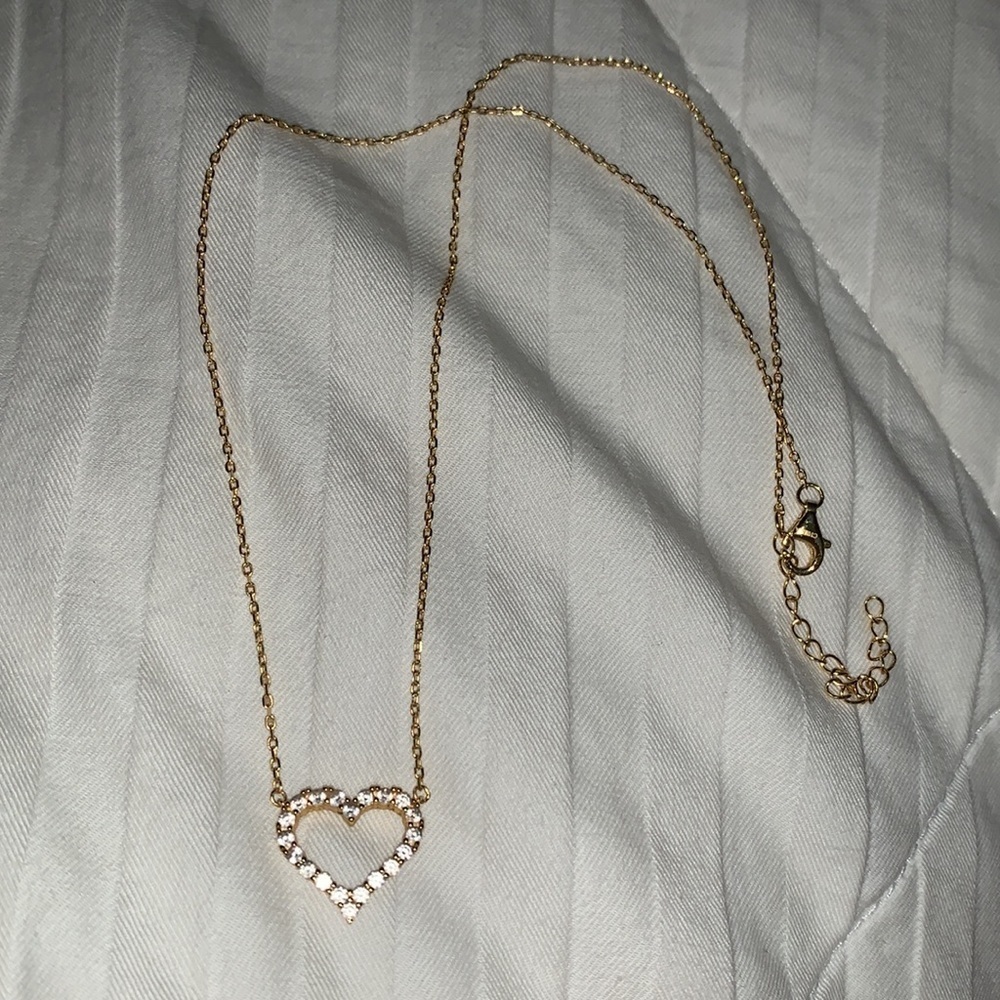 18kt Gold plated Sterling silver CZ heart necklace NWOT